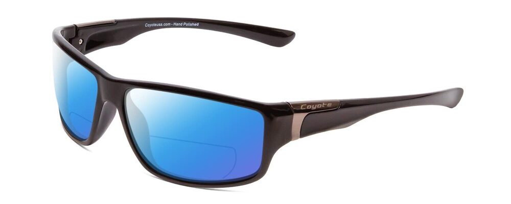 5322 Coyote P-37 Designer Polarized Bi-Focal Sunglasses Gloss Black/Blue